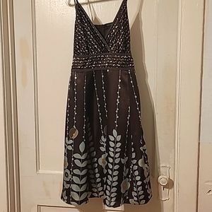 Brown and Blue Satiny strap dress